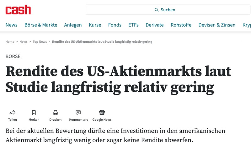Cash – Rendite des US-Aktienmarkts